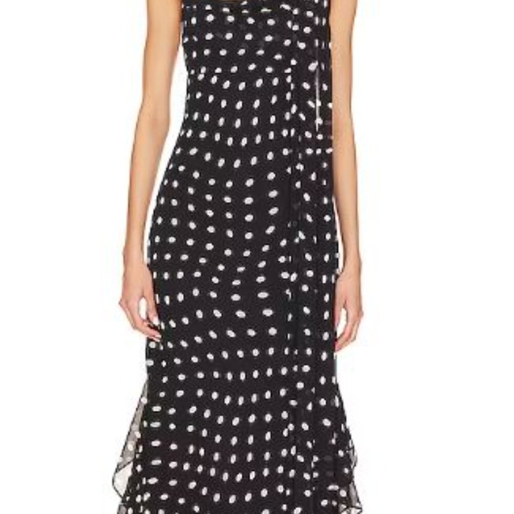 LPA Giulia Maxi Dress Black and White Polka Dot Dress | Size S - Picture 3 of 5